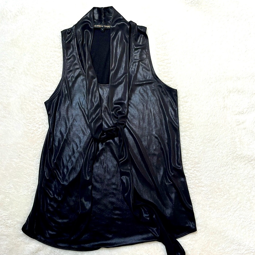 Kate Moss for Topshop Black Sleeveless Metallic Top Size 10